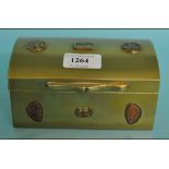 A Japanese brass box, applied animals an