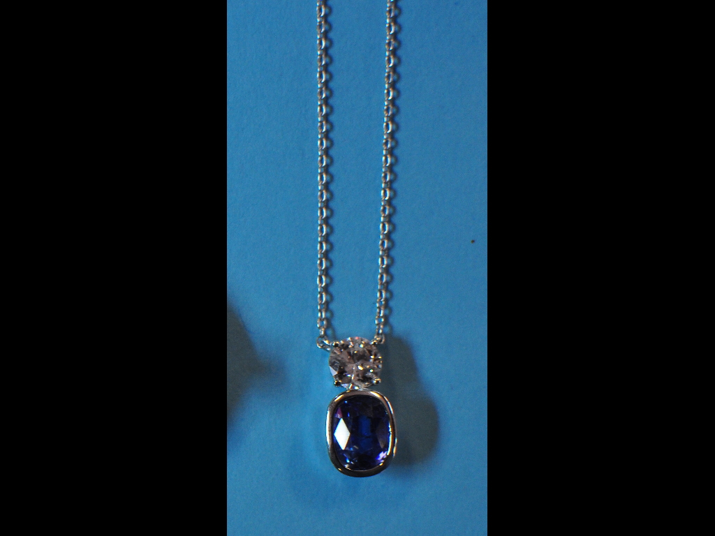 A sapphire and diamond necklace, the bri