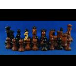 A stained and natural boxwood part chess