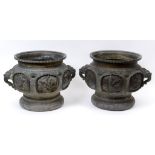 A large pair of Chinese bronze jardinier