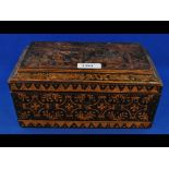 A Regency penwork box, of sarcophagus fo