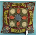 A Boer War sweetheart pincushion, beaded