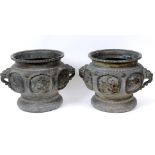 A large pair of Chinese bronze jardinier