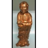 A Chinese bronze Zen patriarch figure, i