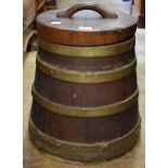 A 19th century oak barrel and cover, of
