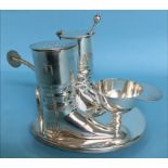 A plated hunting cruet, in the form of t