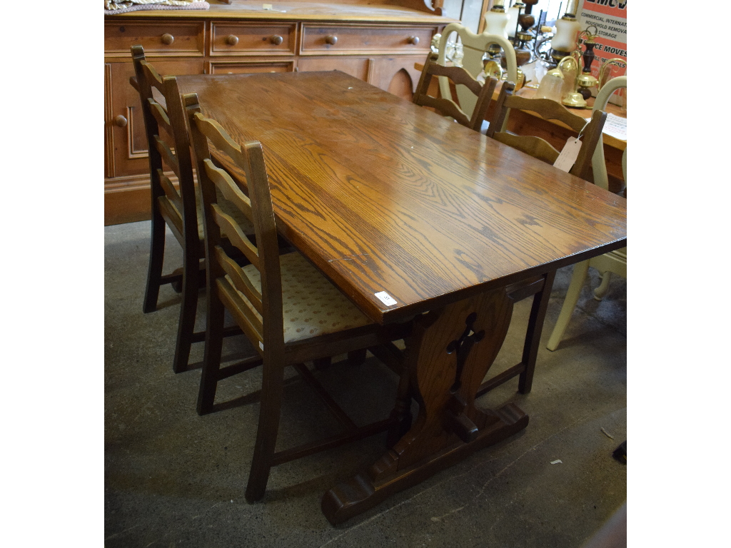 An oak refectory style dining table, 152 x 86 cm,