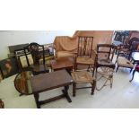 An inlaid mahogany night commode, four chairs,