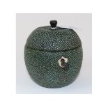 A shagreen style tea caddy, in the form