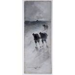 19th century, figures in a snow storm, o