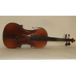 A violin, with a 14 inch two piece back