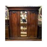 A Victorian mahogany wardrobe, having a