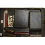 Assorted cased and loose cutlery and flatware (box)