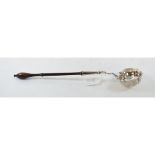 A George II silver toddy ladle, London 1746 (marks rubbed),