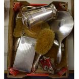 A silver cigarette box, initialled, London 1927,