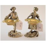 A pair of plated figural salts,