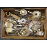 A silver backed three piece dressing table set, Birmingham 1957,