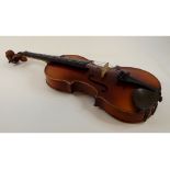 A violin, with a 13 inch two piece back,