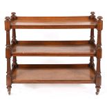 A Victorian oak three tier buffet, on tu