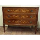 An inlaid mahogany bow front chest, of t