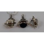 Three silver fobs/lockets (3)