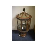 An octagonal brass lantern, 77 cm high