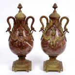 A pair of large marble and gilt metal va