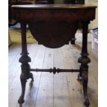 A Victorian inlaid burr walnut work tabl