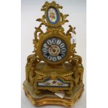 A French mantel clock, the porcelain dia