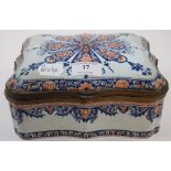 A Dutch Delft box and cover, of shaped r