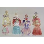 Eight Royal Doulton figures, including Monica, HN1467 and The Bridesmaid,