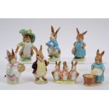 Seven Beswick Beatrix Potter figures, including Mr Benjamin Bunny, 1st version, Mrs Rabbit,