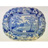 A 19th century John & William Ridgway Angus Seats series pottery meat plate,