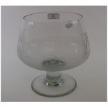 A large advertising glass brandy type balloon, etched Margerison's,