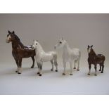 A Beswick Welsh Mountain Pony, 2nd version, 1643, a Connemara Pony, 1641, a Welsh Cob, standing,