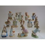 Thirteen Royal Albert Beatrix Potter figures, including Mittens and Moppet,