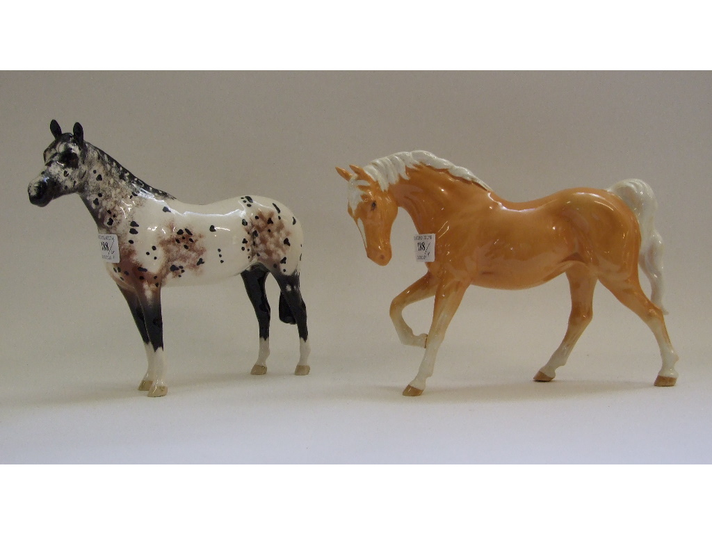 A Beswick Appaloosa Stallion, 1772 (A), a Prancing Arab, 1st version, palomino, 1261, - Image 3 of 7