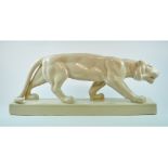 An Art Deco style pottery panther, on a plinth,