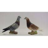 A Beswick Pigeon, 1st version, blue, 1383A, and another, 2nd version, red, 1383B,