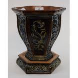 A Doulton style stoneware jardiniere on stand, 24.