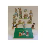 A Beswick Beatrix Potter figure, Jemima and her Ducklings, BP-10a, two Royal Albert figures,