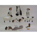 Two Royal Doulton Character Dogs, HN1099 and HN1159, a Royal Copenhagen mouse,