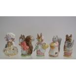 Five Beswick Beatrix Potter figures, including Mrs Rabbit, 1st version, and Goody Tiptoes,