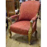 A Victorian upholstered armchair,