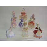 Nine Royal Doulton figures, including Wendy, HN2109, and Cissie,