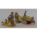 A porcelain figural dish, in the form of a swimming lady, 12 cm long,