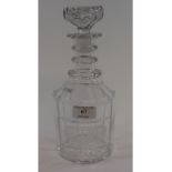 A 19th century glass decanter and stopper, etched Shrub, 24.