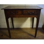 A 19th century oak table, having two frieze drawers,