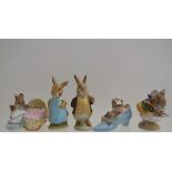 Five Beswick Beatrix Potter figures, including Mr Benjamin Bunny, 1st version, and Mrs Flopsy Bunny,