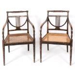 A pair of Regency simulated rosewood carver chairs,